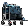 TIMBER RIDGE 400L Large Capacity Folding Double Decker Wagon with Brakes, 54" Extra Long Extender Wagon Cart, 450lbs Heavy Duty Collapsible Cart, All-Terrain Big Wheels for Camping, Sports, Shopping
