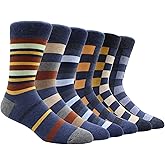 TOEJYJ Mens Fun Dress Socks, Pattern Funny Casual Socks Pack, Colorful Striped Cotton Novelty Socks Size 10-13