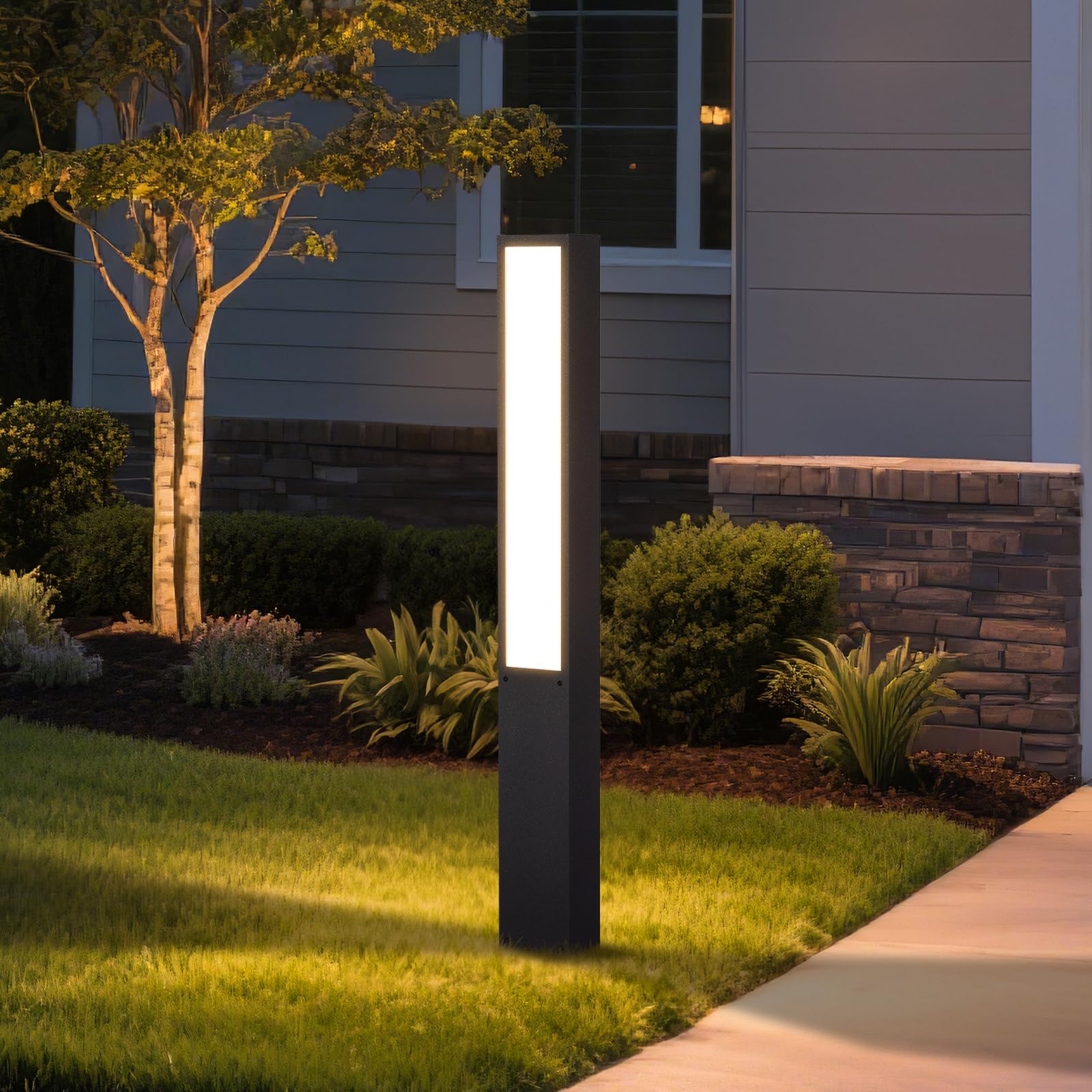 Photo 1 of MVBT 39.4" Landscape Path Lights, AC100-240V Outdoor Pathway Lights Wired, Bollard Light IP65 Waterproof, Modern Driveway Light, LED Bollard Landscape Lighting Walkway Lamp for Lawn Patio Garden Yard