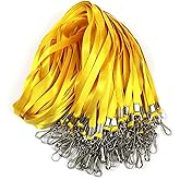 Beebel Yellow Lanyard Bulk Lanyards for Id Badges Flat Lanyard with Badge Clip Swivel Hook 50 Pack