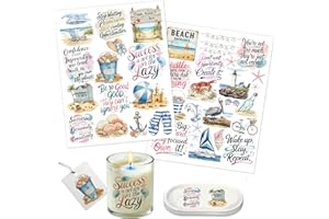 CHNVICK 2 PCS Sun Beach UV DTF Cup Wrap for 20 oz Glass Tumblers, Rub on Transfers with High Viscosity, Long-Lasting UV DTF S