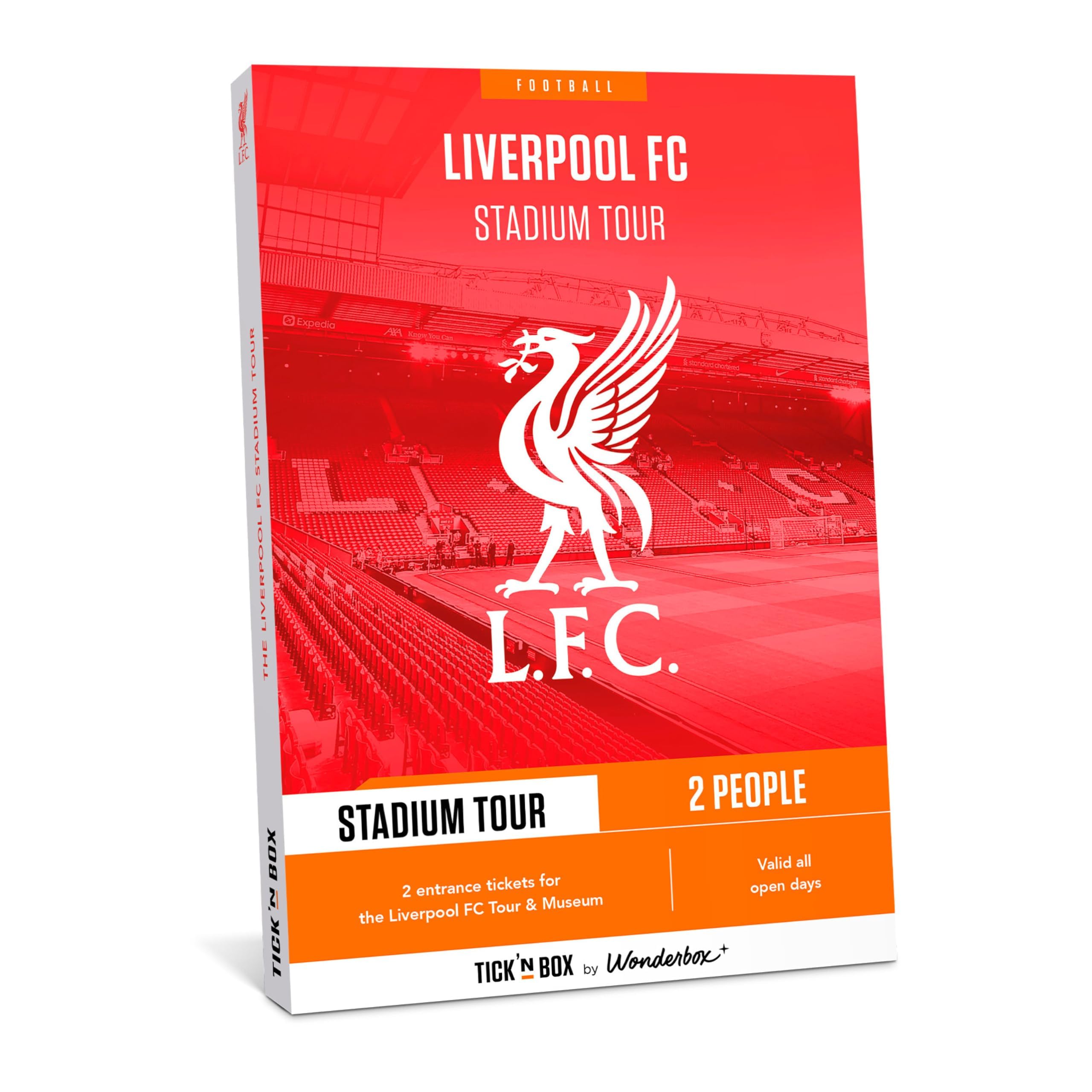 Tick&Box - Gift Box - Liverpool Stadium Tour for 2 - Visit The Home of Football - Soccer Gift - Experience for Liverpool Fans - Anfield Stadium - Valid for 2 Years