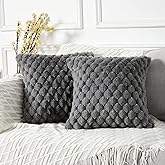 Yaertun Pack of 2 Super Soft Cozy Decorative Throw Pillow Covers Fuzzy Plush Faux Fur Luxury Cushion Cover Pillowcase for Sofa Couch Bed Livingroom 16x16 Inch Grey