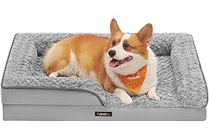 Feandrea Orthopaedic Dog Bed for Medium Dogs, Waterproof Dog Sofa Bed with Removable Washable Cover, 28 x 23 x 6.5 Inches, Dove Gray UPGW251G01