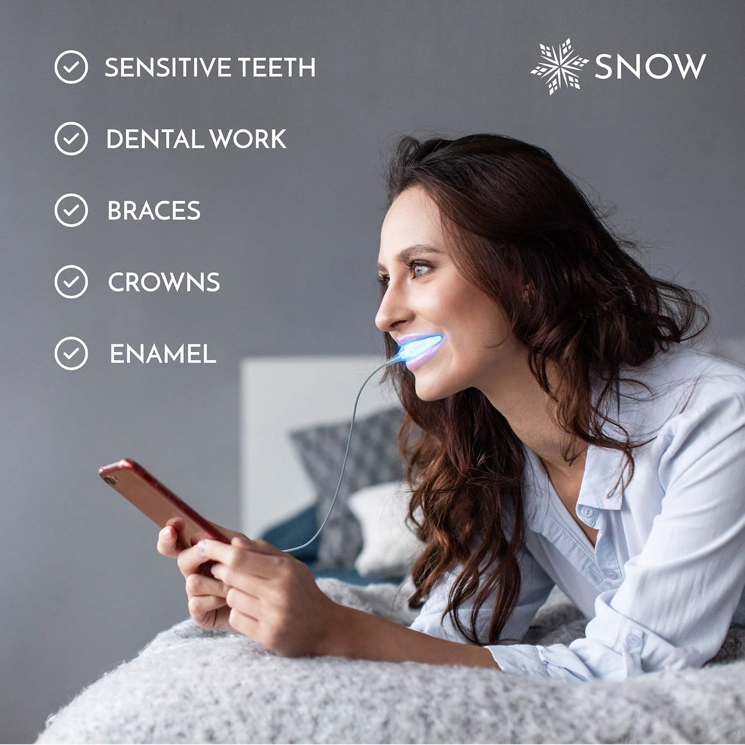 SNOW Teeth Whitening Kit with LED Light | Complete at Home Whitening System - Best Results - Safe for Sensitive Teeth, Braces, Bridges, Crowns, Caps & Veneers: Health & Personal Care