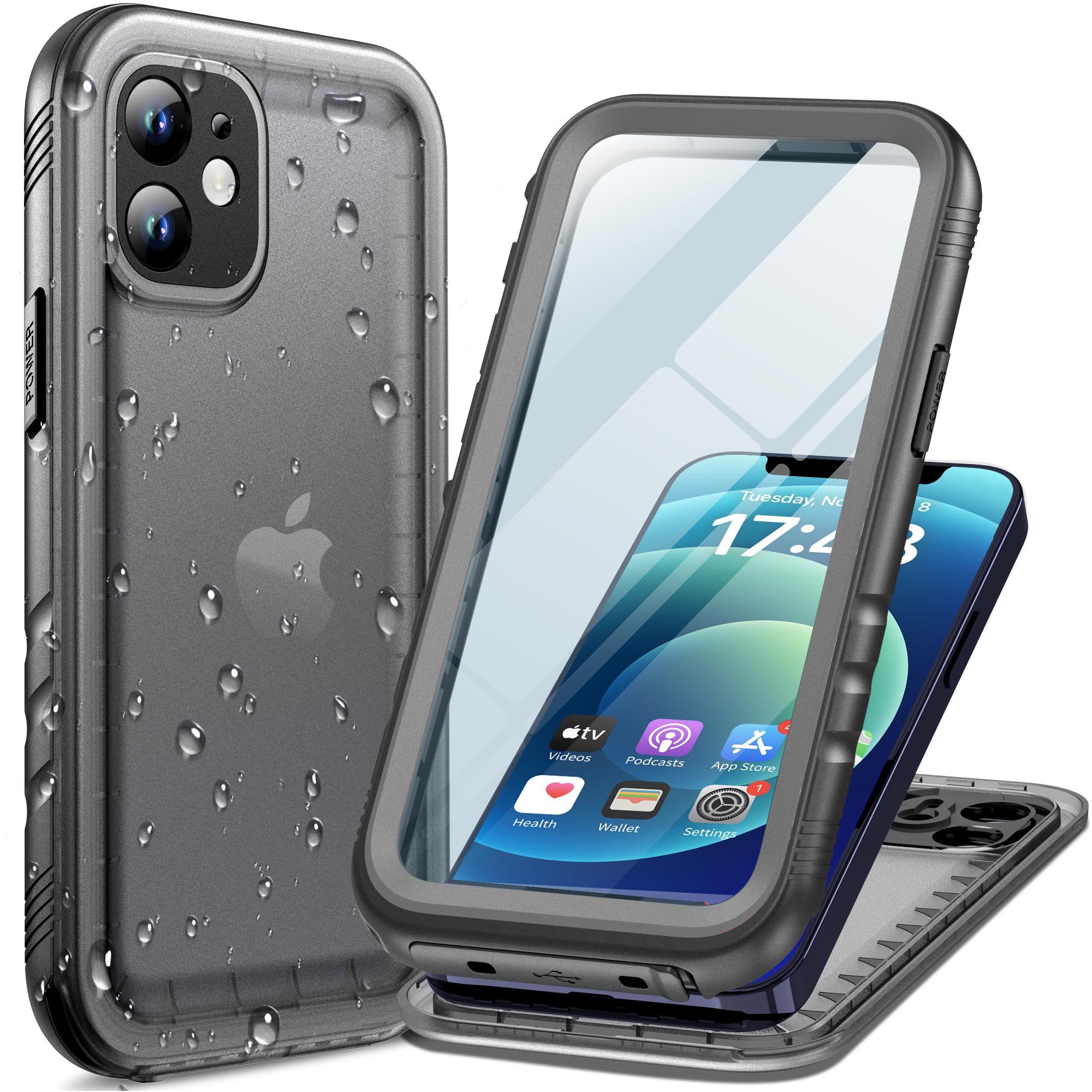 Cozycase Waterproof Shockproof Case for iPhone 12 Mini 【2m Drop Proof】Unbreakable/Heavy Duty/Front and Back Cover【360 Full Body Protective】Underwater Dustproof Hard Bumper with Camera Protector