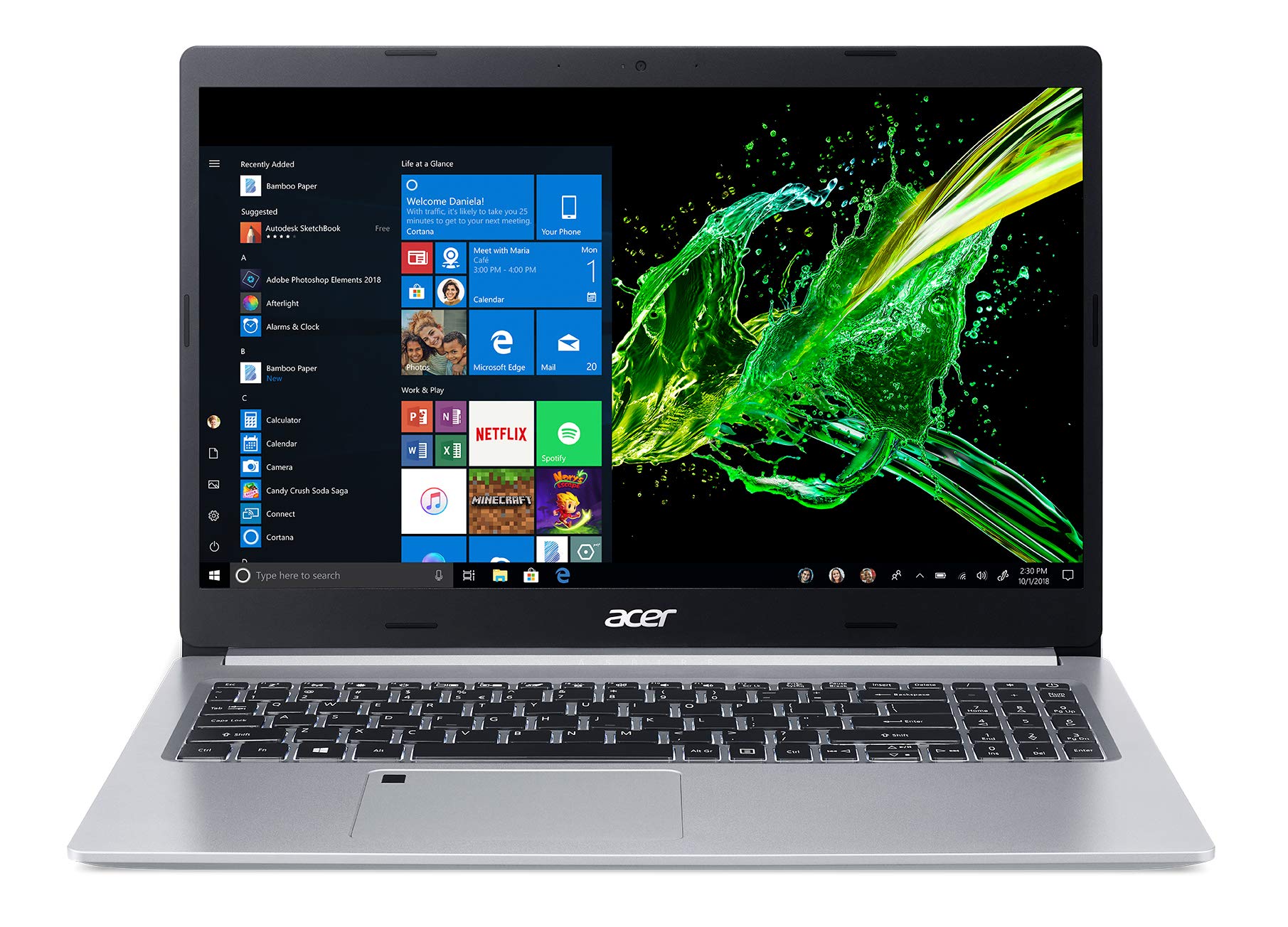 Acer Aspire 5 Slim Laptop, 15.6" Full HD IPS Display, 10th Gen Intel Core i5-10210U, 8GB DDR4, 256GB PCIe NVMe SSD, Intel Wi-Fi 6 AX201 802.11ax, Fingerprint Reader, Backlit KB, A515-54-59W2, Silver