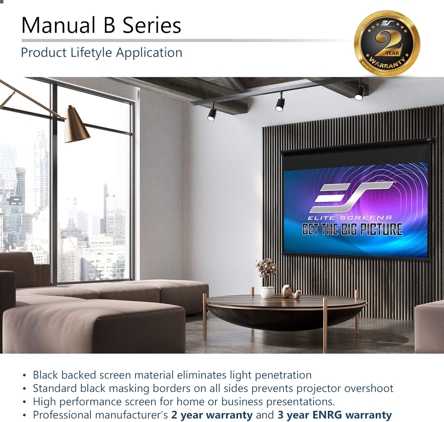 Elite Screens Manual B 100-INCH Manual Pull Down Projector Screen Diagonal 16:9 Diag 4K 8K 3D Ultra HDR HD Ready Home Theater Movie Theatre White Projection Screen with Slow Retract Mechanism M100H: Home Audio & Theater