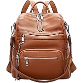 ALTOSY Genuine Leather Backpack Purse for Women Large Shoulder Bag With Laptop Compartment Multiple Pockets(S106 Brown)