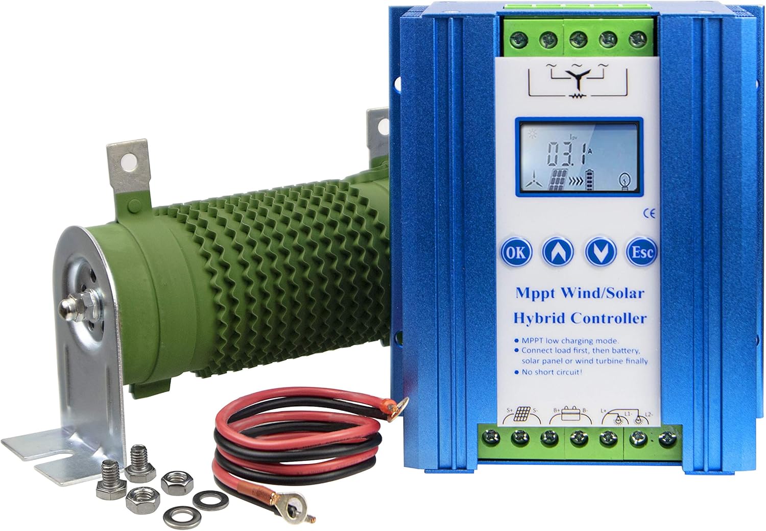 Marsrock Lithium Battery Wind Solar Hybrid Charge Controller with Wind Generator MPPT Boost Charging Function, with Dump Load Device and 50cm Cable, Used for Off Grid Wind Solar Hybrid System : Garden & Outdoor