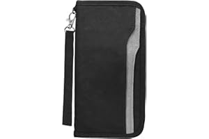 ZOPPEN Passport Holder Family RFID Passport Wallet, Passport Holder Women/Men, Travel Wallet Documents Organizer Zipper Case with Removable Wristlet Strap, Travel Essentials for Flying