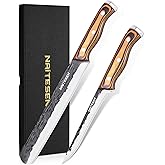Naitesen Professional Brisket Carving Knife Set for Men, Hand Forged Super Sharp Butcher Slicing Knife Boning Knife for Meat Turkey Cutting Home Kitchen BBQ