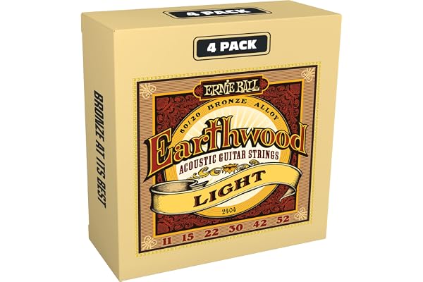 Ernie Ball Earthwood 80/20 Bronze Light Acoustic Guitar Strings 4 pack - 11-52 Gauge (P02404)