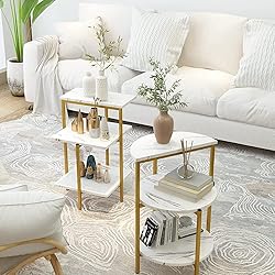 AWQM Faux Marble Table Set, Coffee Table & 2 Side