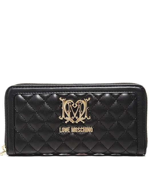 Love Moschino Moschino Damen gequiltete Logo-Geldbörse Schwarz