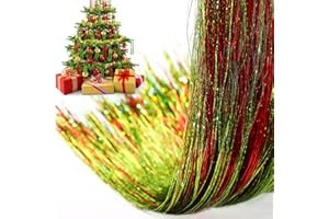 Lyrow 40000 Strands Tinsel Icicles 19.7 inch Christmas Tree Tinsel Foil Fringe Hanging Winter Home Decorations for Xmas Tree Holiday Decor Wedding Anniversary Party Supplies (Red, Lime Green)