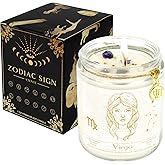 YTENTE Virgo Zodiac Sign Candles Gift, Zodiac Crystals Candle Jar,Astrology Lavender Scented Soy Stones Candles Best Friends Gifts for Women Men Sister Brother Funny Birthday Gift…