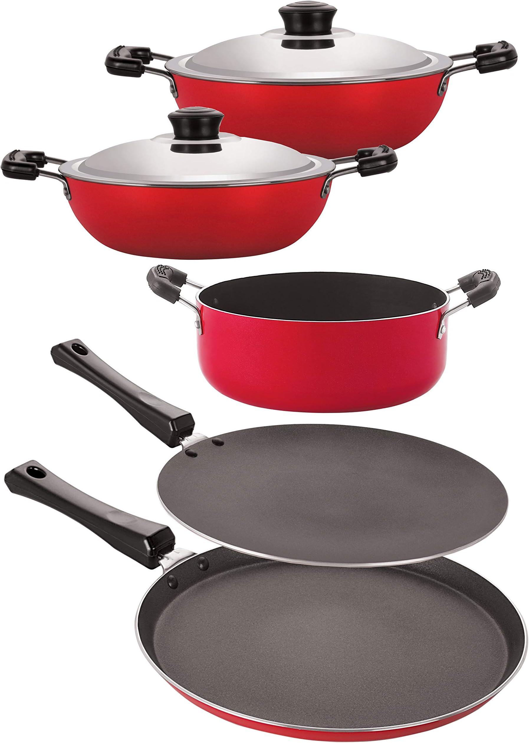 Nirlon Non-Stick Coated Odor Free 5 Piece Kitchenware Essential Set with Bakelite Handle
