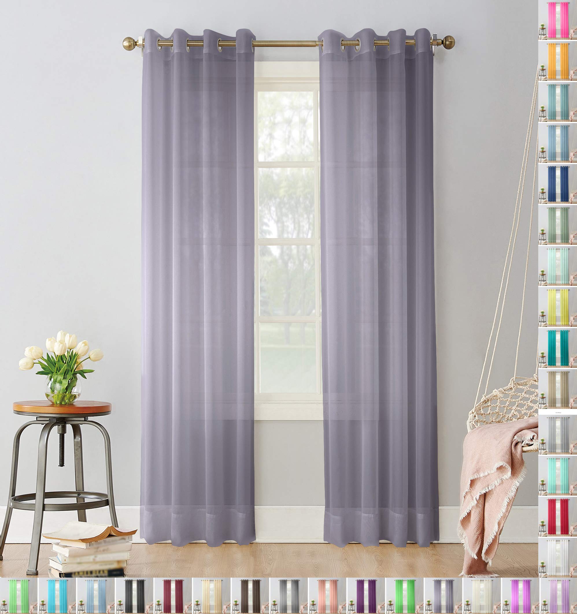 Megachest pair of sheer voile RING top (grey lavender, 56" wideX108 drop(W142cmXH274cm))