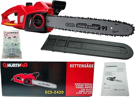 Hurthag Ecs 2420 Tronconneuse Electrique 2400 W Longueur De Coupe 405 Mm Chaine Oregon Et Epee De Qualite Protection Anti Retour Et Boulon D Arret De Chaine Amazon Fr Bricolage