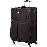 SwissGear 4010 Softside Luggage with Spinner Wheels, Black, Checked-Large 27-Inch