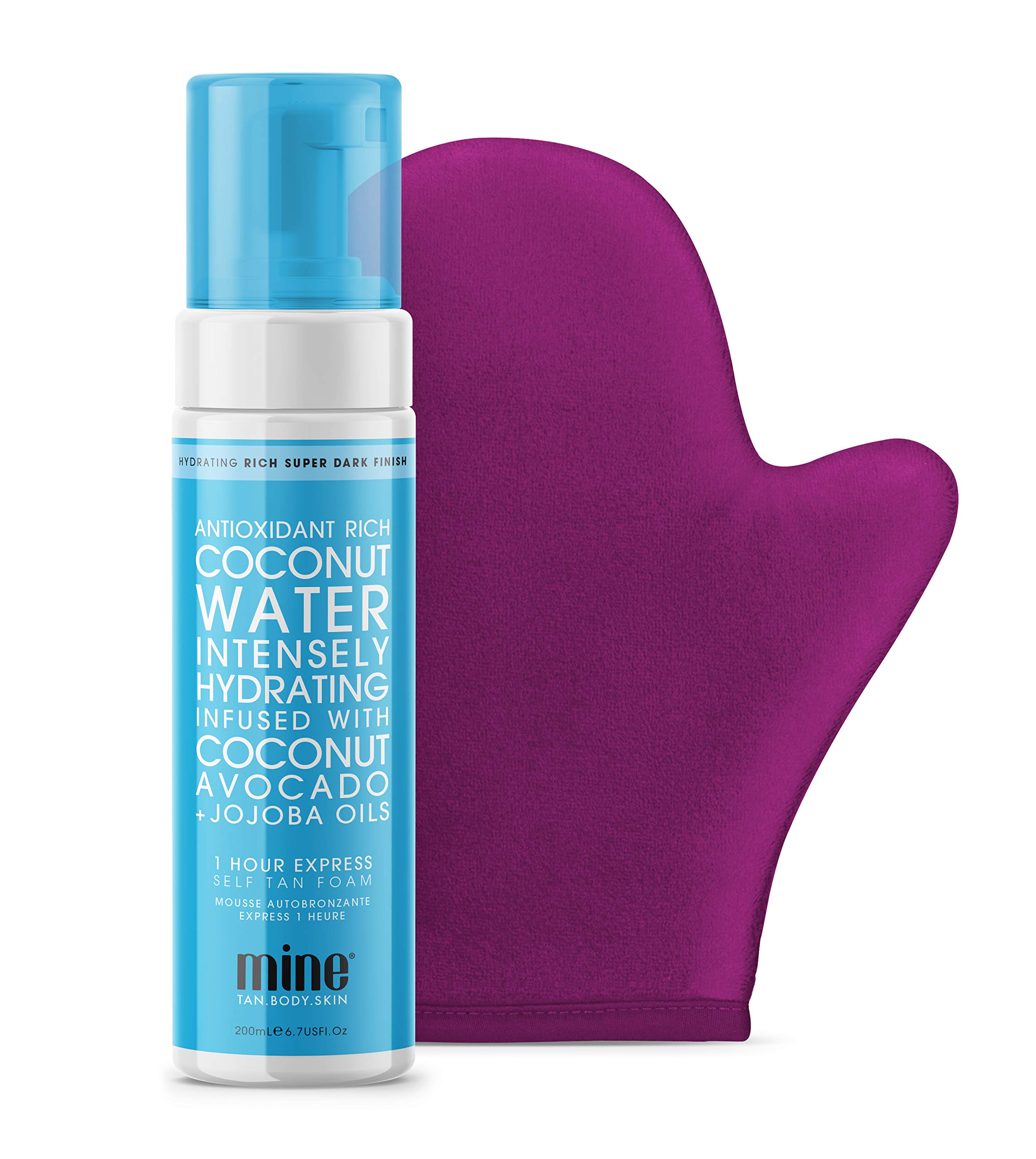 MineTan Coconut Water Self Tan Foam and Bronze On Tanning, Mitt Bundle
