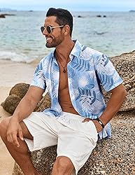 COOFANDY Mens Floral Hawaiian Shirt Short Sleeve