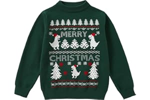 CARETOO Toddler Baby Boys Sweater Christmas Knitted Red Green Pullover Sweatshirt Long Sleeve Crew Neck Tops Fall Winter Clothes