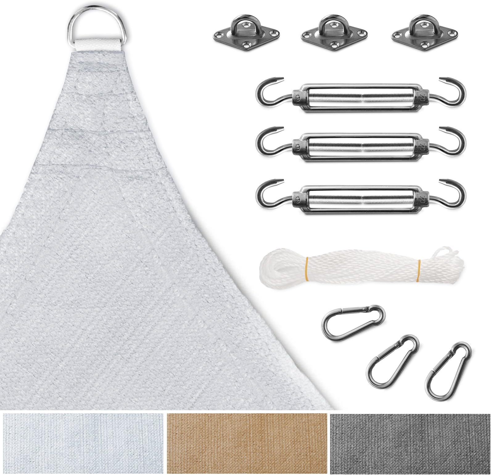 casa pura Sun Shade Sail โ Garden Sail + Fixing Kit Included | UV Resistant canopy awning for Garden, Patio, Deck, Terrace | Stretched Canvas in 9 Sizes | White - 5x5x5m + Hanger