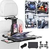 Large Car Desk for Laptop | Steering Wheel Tray Table | Foldable Back Headrest Seat Eating Food Trays with Drinks Cupholder P