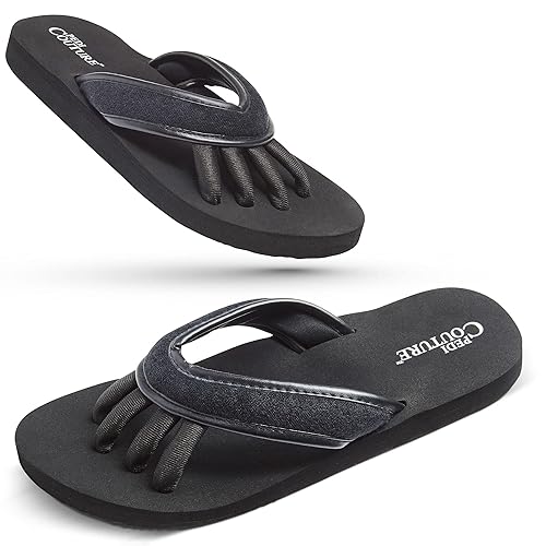 Pedicure Sandals with Built In Toe Separators for Women - Comfortable Spa  Style Flip Flops for Home, Salon, Yoga \u0026 Gym Use - Ideal for Nail Drying \u0026  Foot Wellness (Black-S) in