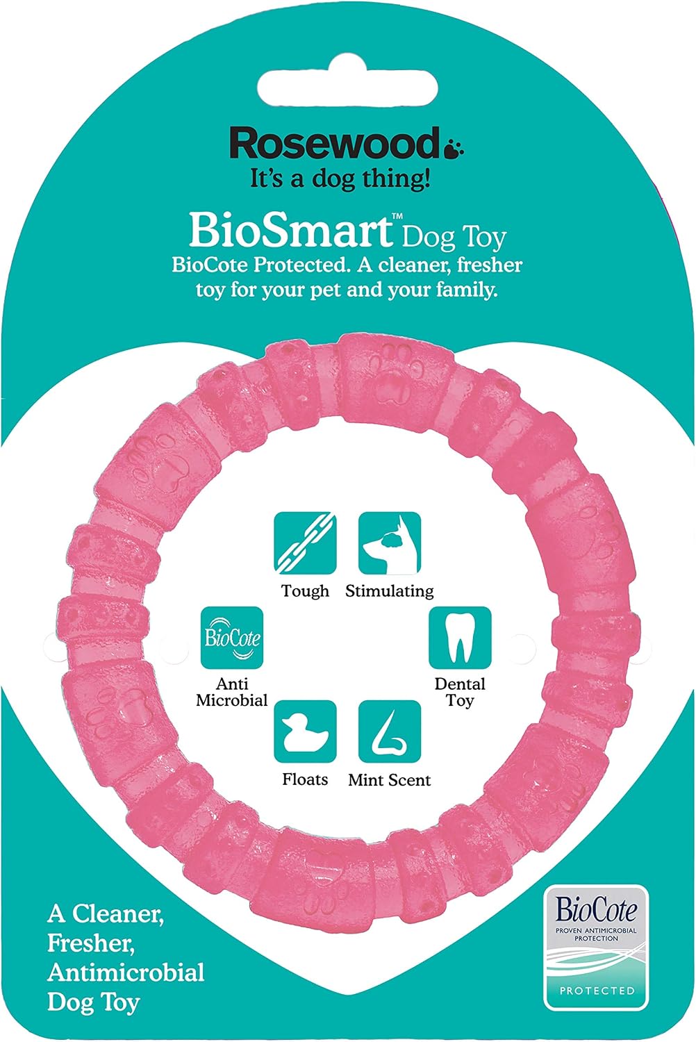 Rosewood BioSafe Puppy Ring, Hygienic Chew Toy for Puppies Antimicrobial, Soothes Teething, Mint Scented