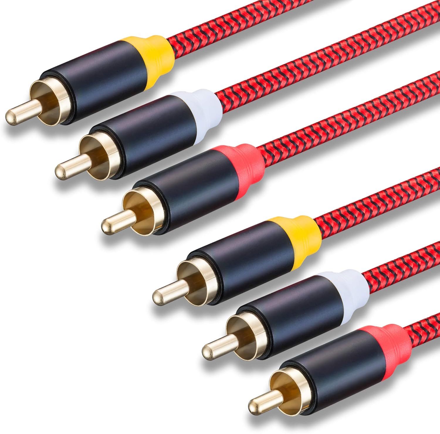 Audio Video RCA Cable 3Ft,3RCA Male to 3RCA Male 24K Gold Plated Composite AV Cable Compatible with Set-Top Box,Speaker,Amplifier,DVD Player and More(3Ft/1M): Industrial & Scientific