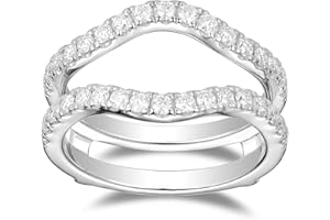 DovEggs Moissanite Curved Enhancer Guard Wedding Eternity Band 2ct G-H-I Color Pear Shaped Moissanite Halo Engagement Ring 14k Gold QUALITY Sterling Silver Wedding Rings for Women