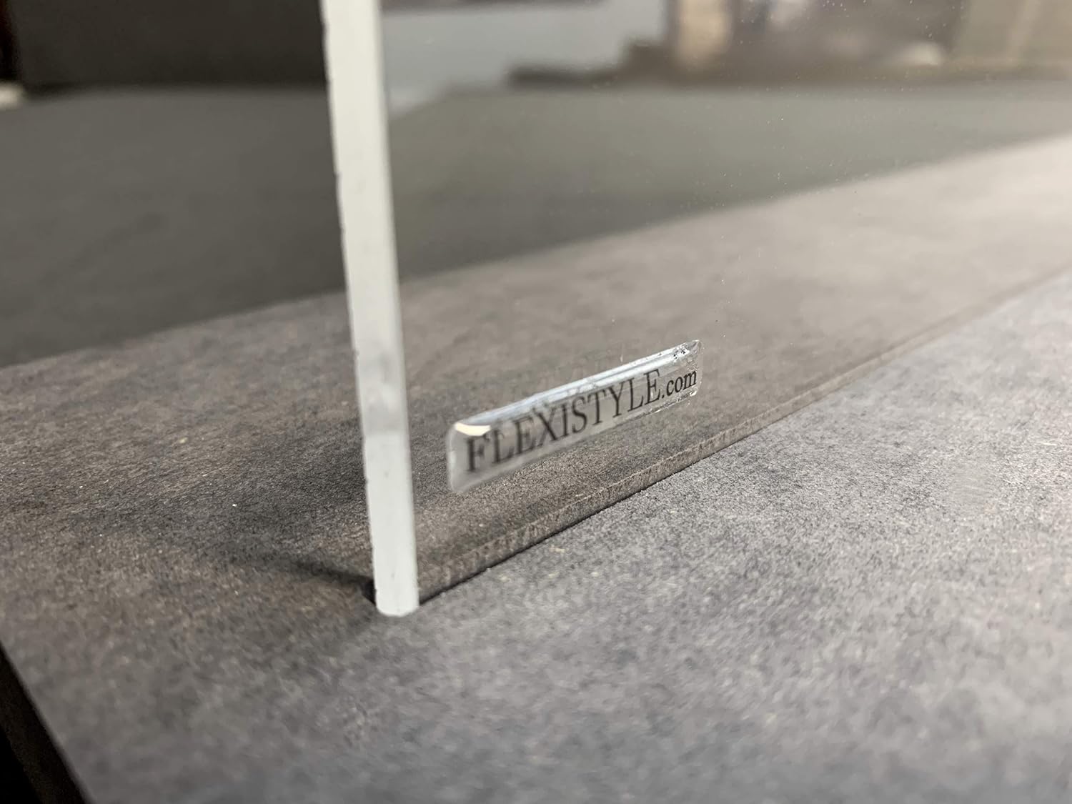 FLEXISTYLE Made of plexiglass with 5 mm, virus protection, cough protection, sneezing protection, counter top, table top, (60-100 x 60 cm) (90 x 60 cm), transparent and grey, szyb9 - Image 3