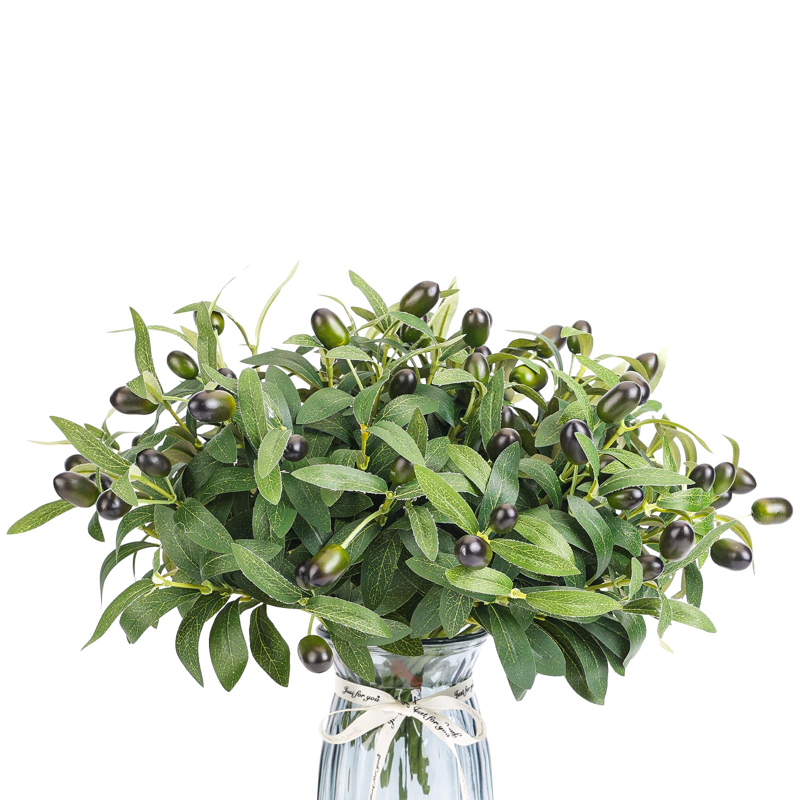 Erlandens 30pcs Faux Olive Leaves Stems 10” Tall Artificial Plants Olive Branches for Small Vase Tabletop Greenery Decor for Home Office Wedding Party (Vase Not Included)