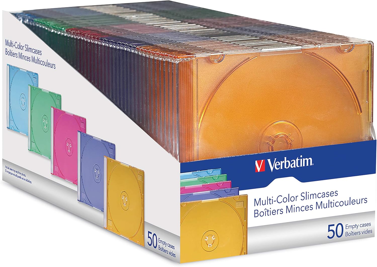 Verbatim CD/DVD Slim Cases (0.21 inches) - Assorted Colors  - 50pk: Home Audio & Theater