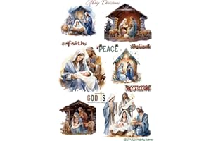 European Excellency Nativity Scene Wet On Decals for Crafts – 8.25"x11.75" Wet Transfer Stickers for Wood, Glass, Ceramic & More – Christmas Wet On Transfers for DIY Decor, Furniture & Gifts