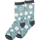 Karma Daisy Crew Socks - Cute and Funny Socks for Women - Bright and Colorful Designs - One Size Fits Most - Daisy