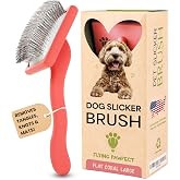 Slicker Brush for Dogs - Long Pin for Poodles, Doodles &amp; Long Haired Dogs, Deshedding &amp; Dematting Tool, Slicker Dog Brushes for Grooming (Coral, Flat Large)
