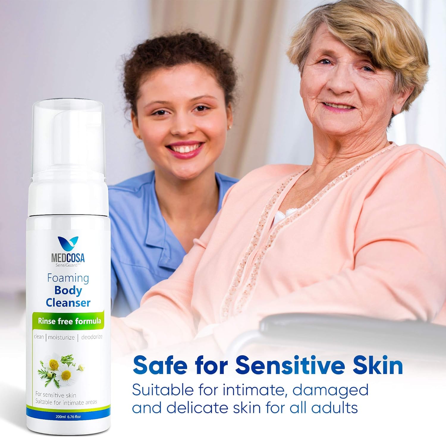 No Rinse Body Wash by Medcosa | Full Body Cleansing Foam for Adults and Elderly Care | Rinse Free | Waterless Body Wash for People | Wipe away Cleanser : Beauty