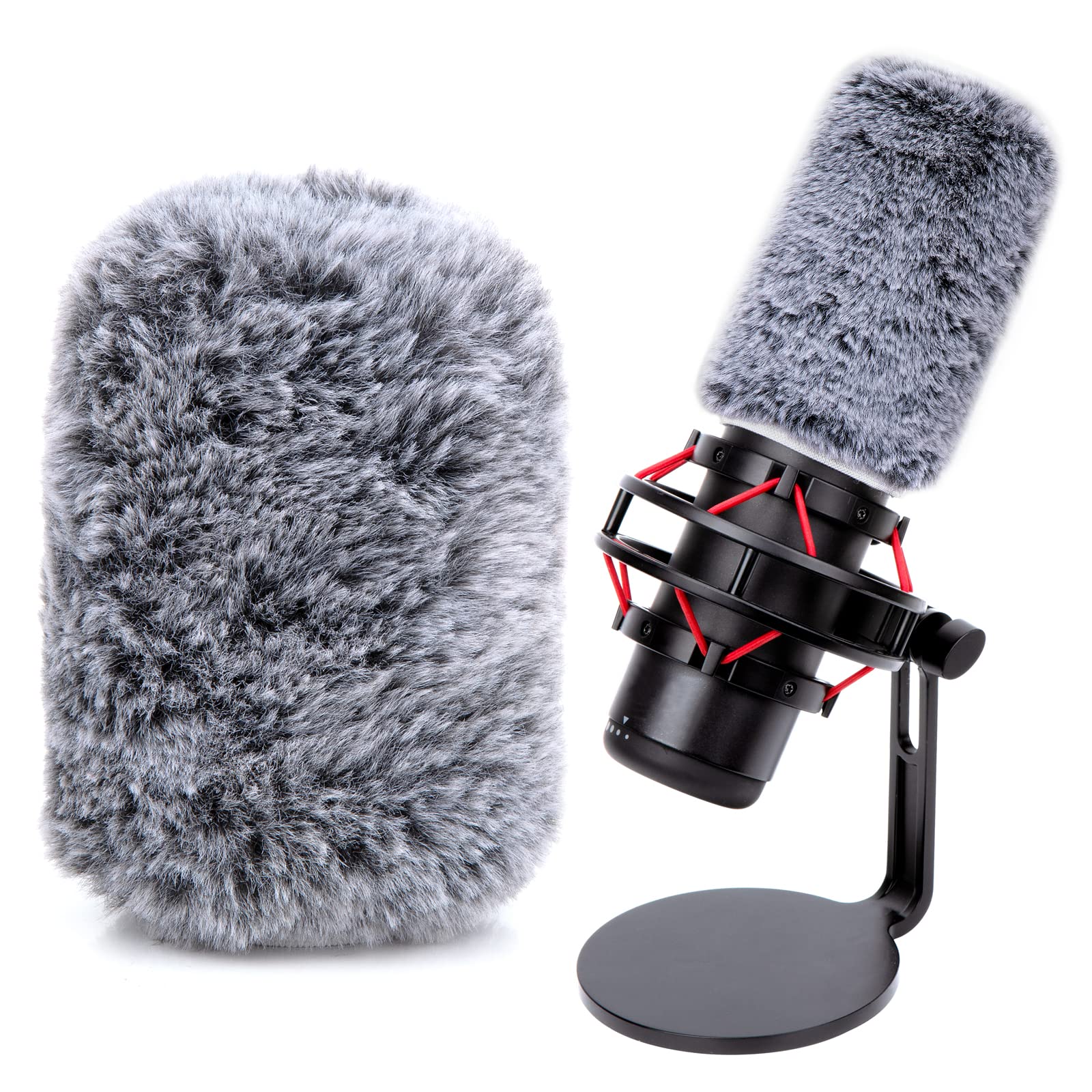YOUSHARES QuadCast Pop Filter - Microphone Wind Cover Furry Windscreen Muff Compatible with HyperX QuadCast S Microphone to Reduces Wind Noise