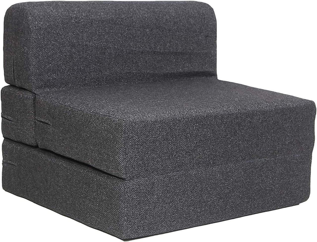 Style Homez Foldable 2 Seater Sofa Bed, 3' x 6' Feet Premium Jute Fabric with High Density Foam, Black Colour