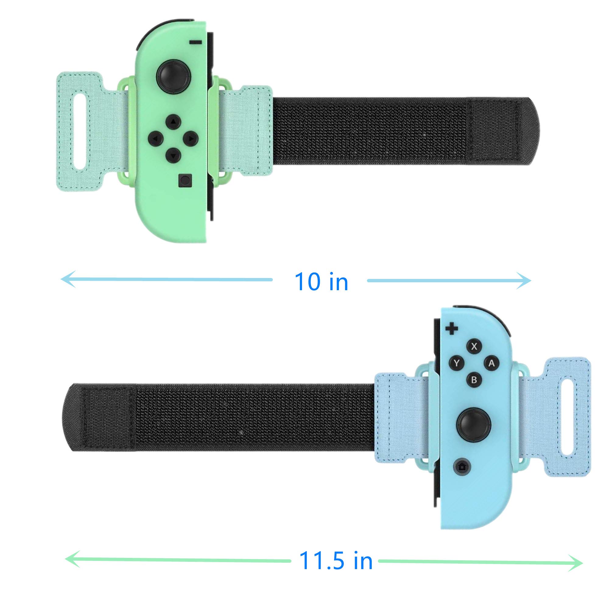 FANPL Upgrade Wrist Bands Compatible with Dance 2026/2025/2024/2023, Adjustable Elastic Strap for Switch & OLED JoyCon Controller, Fit for Adults & Children,2 pack (for Animal Crossing Blue & Green)