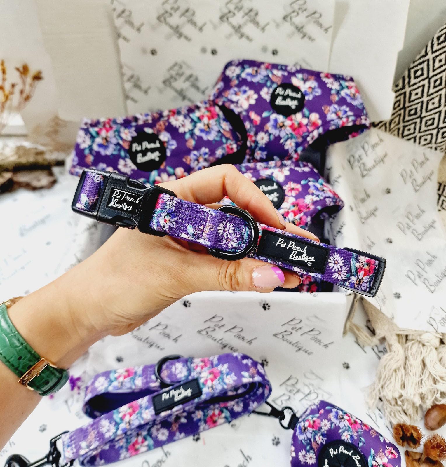 PURPLE COUNTRY COWGIRL DOG COLLAR XS