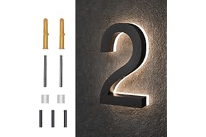 MIDIT 5 Inch Backlit LED House Numbers, Waterproof Stainless Steel, High Transparency Acrylic, LED Illuminated Home Address Number, Lighted House Numbers, Modern Address Numbers, 5 Inch Number 2