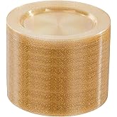 bUCLA 100PCS Gold Glitter Plastic Plates - 10.25inch Premium Plastic Glitter Disposable Dinner Plates - Ideal for Party & Thanksgiving
