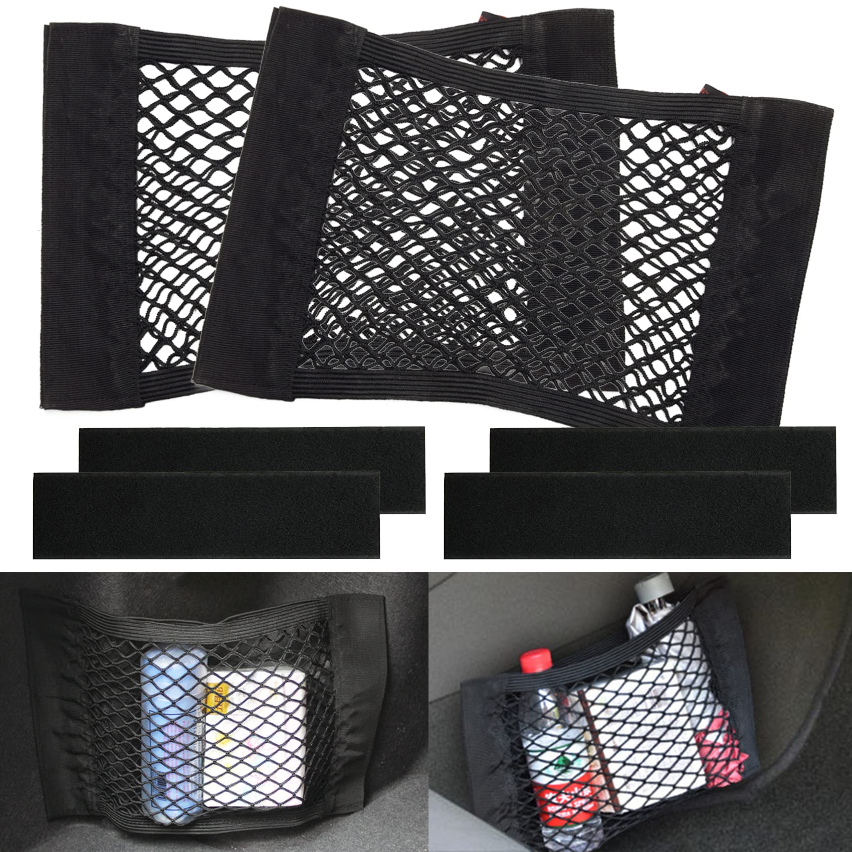 Photo 1 of 2 Pack Universal Mesh Cargo Net Car Storage Net, Universal Mesh Cargo Net, Wall Sticker Organizer Pouch Bag Storage, Organizers Fit for Cars, SUVs, Trucks(15.75 * 9.84 Inch)