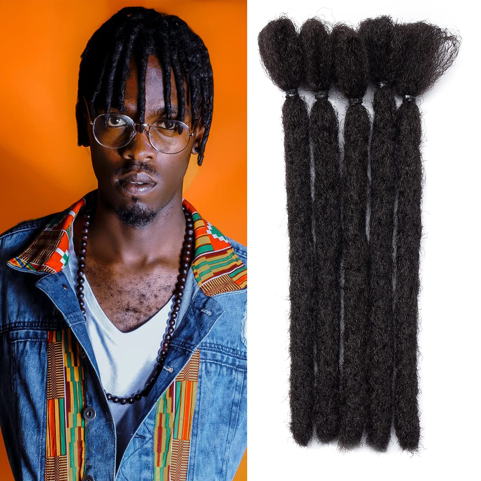 Silk-co Dreadlocks Braiding Hair Extensions 6 inch Crochet Braids All Human Handmade Reggae Hip-Hop Hairpiece Handmade for Braiding [Dark Brown]