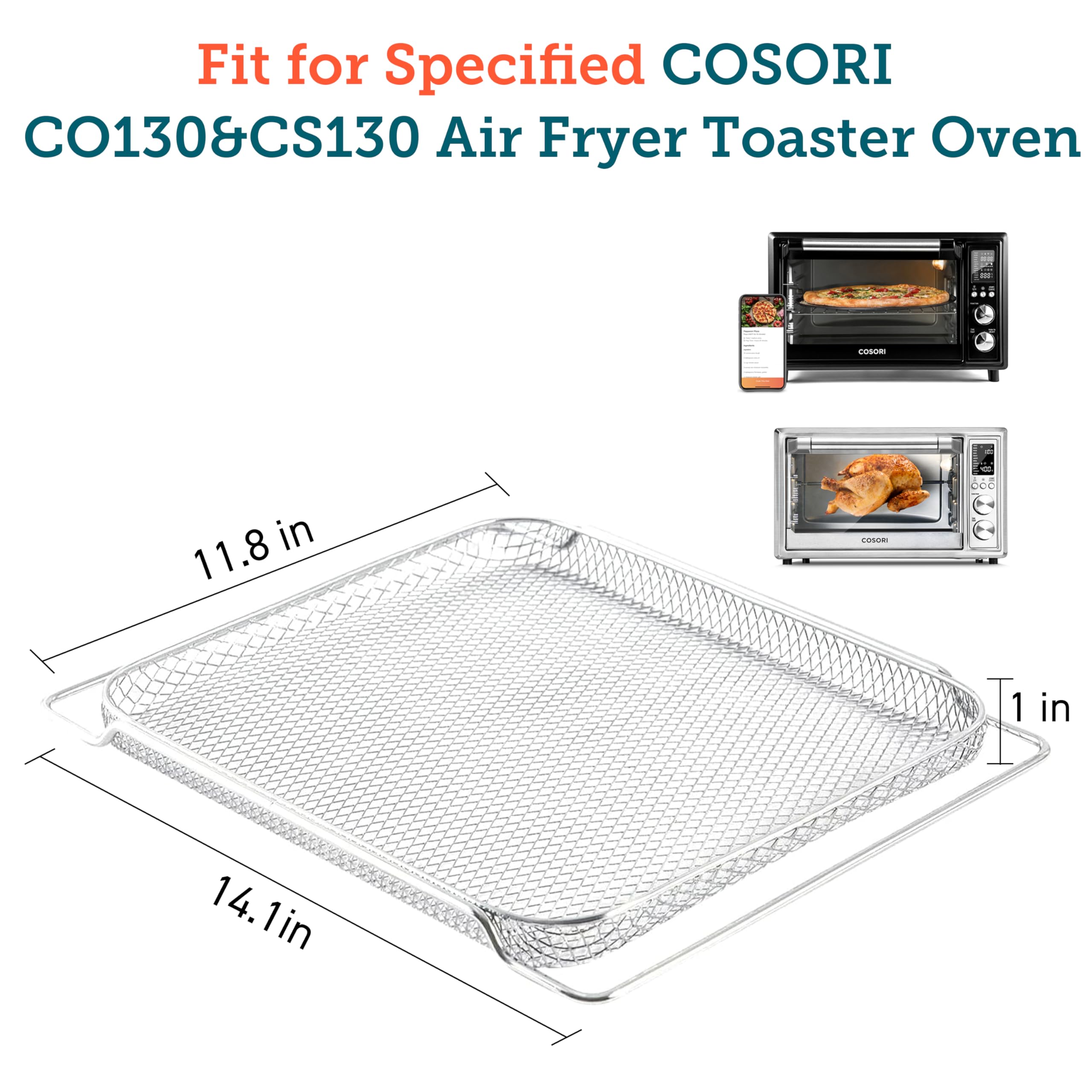 COSORI Air Fryer Basket for CO130-AO, CS130-AO & CS130-CFH, Air Fryer Toaster Oven Replacement Accessories